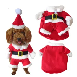 Vestuário de cão S / M / L / XL / XXL Papai Noel Traje de Natal Roupas para Pet Inverno Quente Vermelho Comemore o Natal Pet Dog Cat Dress Outfit 231027