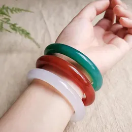 Bangle Red Green Agate Women Fine smycken tillbehör äkta naturliga vita runda armband armband för flickvän mamma gåva