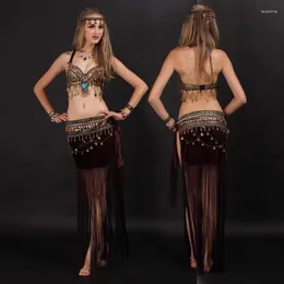 Stage Wear Belly Dance Costume Tassel Ethnic Tibetan Tribal Princess Minority Two-piece Chrismas Clothing