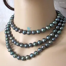 Chains Fashion Jewelry 49" 9-10mm Peacock Freshwater Pearl Necklace Strand