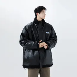 Masculino para baixo parkas homens inverno dois lados usar couro do plutônio cordeiro velo casaco acolchoado grosso solto quente moda sólida jaqueta vintage 231026