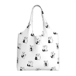 Shopping Bags Bear Polar Seamless Woman Tote Bag Reusable Handbag For Work Travel Business Beach School