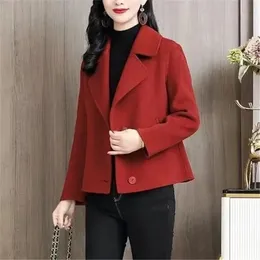 Misto lana da donna Cappotto invernale corto in lana sottile da donna Miscela casual spessa monopetto Capispalla calda Giacca da donna H3324 231026