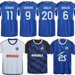 RC Strasbourg 22 Nyamsi Soccer Jerseys 23 24 Club 3 Delaine 29 Doukoure 28 Senaya 2 Guilbert 9 Gameiro 27 Sissoko Diarra Mothiba Bellegarde emegha 풋볼 셔츠 키트