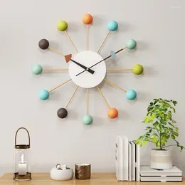 Wanduhren 1PC Nordic Einfache Stummschalter Ball Uhr Haushalt minimalistischer Holz Uhr Kreatives stillen Wohnzimmer Mode Dekor