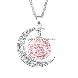 Collane con ciondolo Bibbia cristiana Versetto Luna per donne Cristiane Scritture Cabochon in vetro Fascino Gioielli di moda Regalo Goccia Consegna D Dhkid