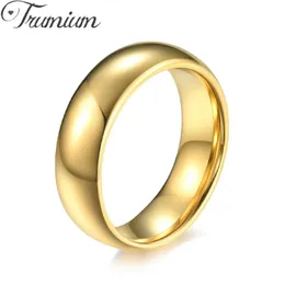웨딩 반지 Trumium 4/6/8mm 18k 금 간단한 텅스텐 스틸 반지 텅스텐 골드 링 웨딩 약혼 커플 링 231027