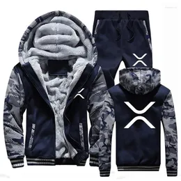 Men's Tracksuits Ripple XRP Cryptocurrency Hoodie Sets Men Fleece Camouflage Hoodies Pants Casual Crypto Suit Tracksuit Sweat225z