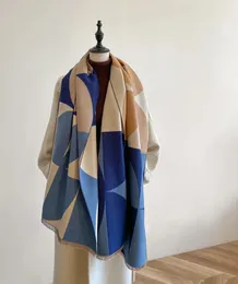 Шарфы с цветочным принтом, кашемировое зимнее пончо, шарф, женский роскошный дизайн, теплая шаль, толстое одеяло из основы, Bufanda, повседневные аксессуары 231027
