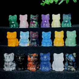 Obiekty dekoracyjne figurki 1PC Śliczne Jaunty Siedzące kot Naturalny kryształowy prezent kortowy dla jej pamiątki zachwycający wystrój domu Reiki Stone Ozdoby 231027