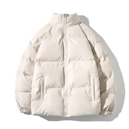 Herrarna ner parkas varma män solid vinterjacka parka stående krage puffer tjock svart koreansk modebubbla päls plus storlek 231026