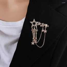 Brooches Deep Sea Little Star Micro-Inlaid Tassel Pin Buckle Anti-Glare Japanese Men And Women Cardigan Western Accessories 2023