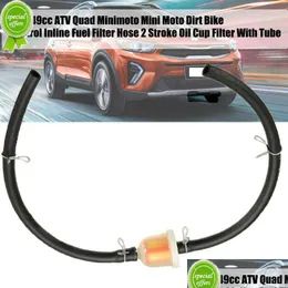 Yeni 2 Stroking Gaz Yağı Kupası Filtresi Tüplü Toplam 215mm 49cc 49cc ATV Quad Minsioto Mini Moto Kir Bisiklet Petrol Sline 6mm Yakıt Damlası Deli DHSVM