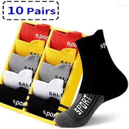 Herrstrumpor 10 par högkvalitativa Casureble Cotton Man Run Sports Spring Summer Male Sox Gifts Plus Size EUR38-45