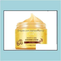 Kroppskrubbar Kroppskrubbar 120st Bioaqua 24K Gold Shea Butter Cream Peeling Renewal Mask Baby Foot Skin Slätvård Exfolierande Drop DHSFR