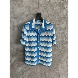 Casablanca Casual Knitted wave pattern gradient vacation style Fashion Top hollowed out jacket loose knit cardigan sweater casablanc