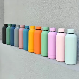 17 oz kupalar Flask Spor Su Kupası Şişesi Çift Duvarlı Paslanmaz Çelik Vakum Yalıtımlı Kupalar Seyahat Termos Özel Mat Renkler