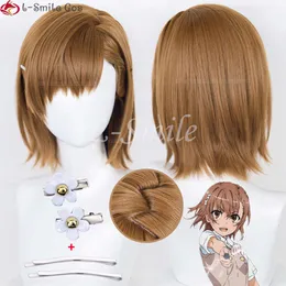 Catsuit Costumes Misaka Mikoto Toaru Kagaku No Railgun 38cm 갈색 내열 헤어 코스프레 애니메이션 가발 + 가발 캡