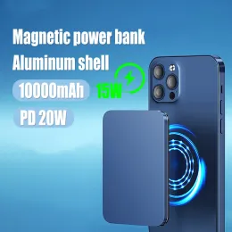 10000mAH MacSafe Power Bank Alüminyum Alaşım Metal Gövde PD20W Taşınabilir Manyetik Powerbank Yedek Pil Paketi İPhone 14 13 12
