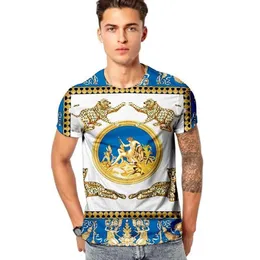 Men Gold Leopard Print Tshirts Retro Cartoro Noble Slim Disual Short Short High Quality Brand Club Party Streetwear Tees Tops Siz221a