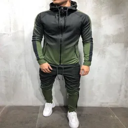 Agasalho masculino 3D Gradiente Impressão Zíper Causal Esportes Muscle Brothers Homens Sportwear 2pcs Roupas Sets218P