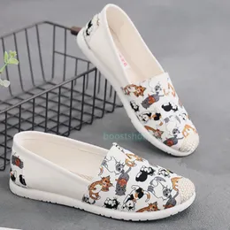 여성 캐주얼 신발 체리 파인애플 딸기 수박 스타 고양이 검은 흰색 운동화 패션 여성 캔버스 로퍼 슬리퍼 야외 디자이너 신발