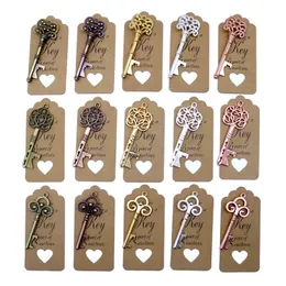 Other Event Party Supplies 50pcs DIY Wedding Decoration 5 Colors Vintage Key Bottle Opener with Thank You Paper Tags Wedding Party Deco Favors and Gifts 231026