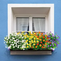 装飾的な花1pcs家庭用および庭のための人工装飾現実的なシミュレーション花柄の花束シュラブポーチ屋外使用