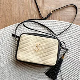 Designer de luxe Tissage de paille Raphia Lou Sacs pour appareil photo Femmes Mode Été Cross Body avec bretelles enveloppe Pochette Sacs Mens Beach Embrayage Sac à main fourre-tout