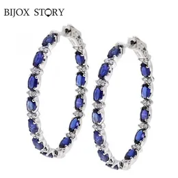 Bijox Story Elegant Drop Earrings 925 Sterling Silver Jewelry With Sapphire Gemstone For Female Wedding Party Earring Whole281K