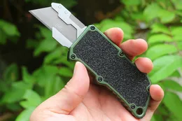 Special Offer M6678 Automatic Tactical Knife SK5 Satin Tanto Blade CNC Green Aviation Aluminum Handle EDC Pocket Paper Cutter Knives with 5Pcs Blades