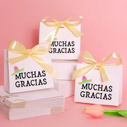 غلاف هدية 5pcs الإسبانية Muchas Gracias Boxes Baby Shower Birthday Mexican Fiesta Party Cinco de Mayo Wedding Decoration