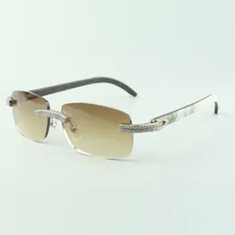 Zweireihige Designer-Sonnenbrille von Diamond Buffs 3524026 mit schwarzen, gemischten Büffelhorn-Beingläsern. Direktverkaufsgröße: 56–18–140 mm