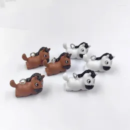 Charms 10pcs Cute Brown Small Horse For Jewelry Making Lovely Animals Pendants Flat Back Diy Earring Keychain Finding C1390