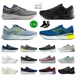 New Brooks Glycerin 20 GTS Running Shoes for Mens Women Triple Black With Hyper Blue Mele