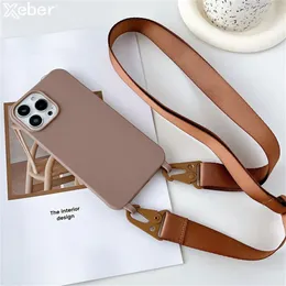 Cell Phone Cases Crossbody Necklace with Lace up Matte Silicone Case Suitable for iPhone 15 14 Pro Max 11 12 13 Mini XR X XS 7 8 Plus SE Shock Cover 231026