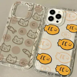 携帯電話ケース漫画かわいい猫の魚の透明な電話ケースiPhone 14に適したPro Max電話ケースiPhone 15 13 11 12 X XS XR 7 8 Plus SE 2020バックカバー231026