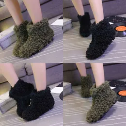 Качественные ботинки, женская обувь, зимняя зимняя обувь на толстой подошве из шерсти ягненка с утеплителем из хлопка и скошенным каблуком