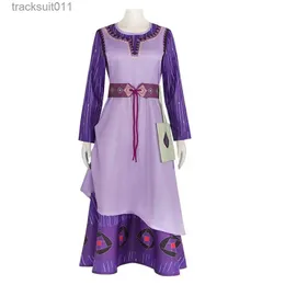Anime Costumes Movie Asha Cosplay Come Cartoon Adult Purple Princess Dress Maid Uniform Halloween Masquerade Party Women kläder L231027