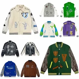 디자이너 Mens Varsity Jacket Baseball Leather Coat Fashion Fashion Womens Letterman Jackets 자수 편지 재킷 싱글 가슴 탑 커플 남성용 의류 a0eu#