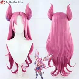 Trajes de catsuit jogo lol cosplay estrela guardião 90cm longo gradiente kaisa orelha resistente ao calor perucas de cabelo sintético anime + peruca boné