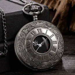 Kieszonkowe zegarki rzymskie cyfry kwarcowe Zatrzymaj mężczyźni kobiety puste obudowy steampunk vintage wisiorek Naszyjnik