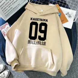 Herrtröjor tröjor haikyuu anime kageyama tobio skriver ut hoodie hösten stor storlek hoody enkel päls-lininer tröja street s-xxl tracksuit kvinna yq231027