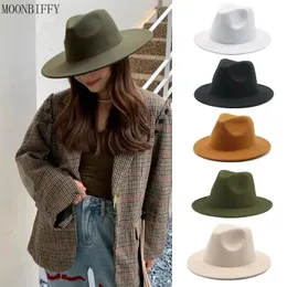 Wide Brim Hats Bucket British Fedoras Hat for Women Men Fashion Formal Wedding Decorate Autumn Panama Cap Jazz Flat Top Gorras 231027