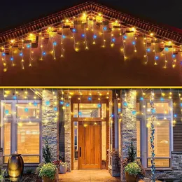 Weihnachtsdekorationen 6M 12M LED Eiszapfen Lichterketten Lichterkette im Freien Girlande für Jahr Party Hochzeit Garten Terrasse Dekoration 231027