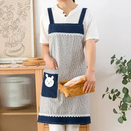 Aprons Apron Home Kitchen Waterproof and Oilproof Fashion Cute Bear Flower Shop Baking Workwear Apron 231026