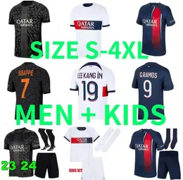 23 24 Mbappe Hakimi Soccer Jerseys Verratti 2023 2024 O.Dembele Kolo Muani Ugarte G.Ramos Skriniar Asensio Lee Kang In Football Shirt Men Kids Kit