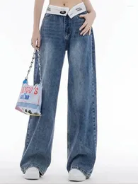 Jeans da donna retrò blu streetwear pantaloni in denim da donna francese vintage gamba larga causale femminile coreano desinger dritto cowboy 2023