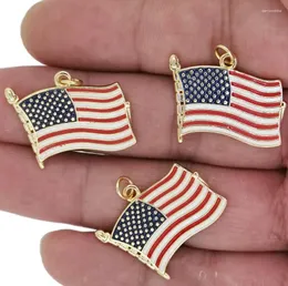 Pendanthalsband 1pc Classic Flag of the United States America Necklace Gold Plated Zircon Emalj Personliga smycken Tillbehör