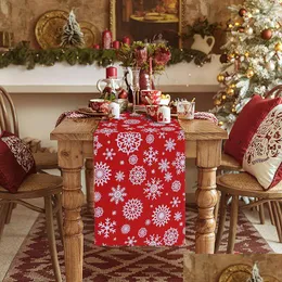 Christmas Decorations Table Runner Decoration Red Linens Washable Wrinkle Resistant Runners For Party Dinner Dining Drop Delivery Ho Dh8Hf